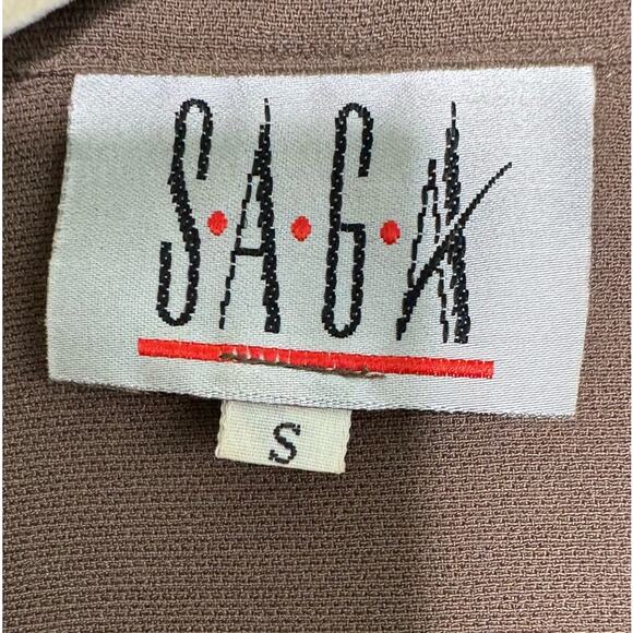 SAGA BROWN BUTTON DOWN WOMEN TOP WITH POCKETS SIZE SMALL - Picture 6 of 8